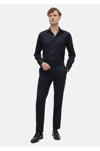Ramsey Negru Regular Fit - Cămașă clasică 100% bumbac fără călcat