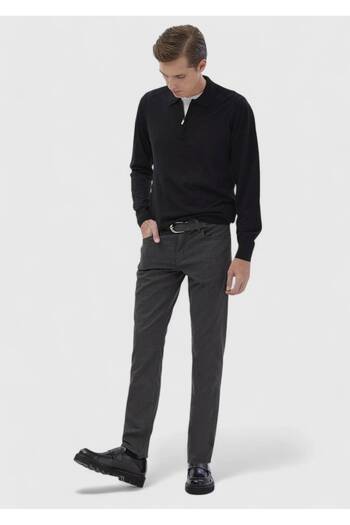 Ramsey Antrasit Düz Dokuma Slim Fit Casual Pamuk Karışımlı Pantolon