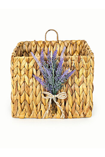 EVİMTATLIEVİM Lavender Floral Wicker Door Basket Newspaper Holder Mailbox 30cm