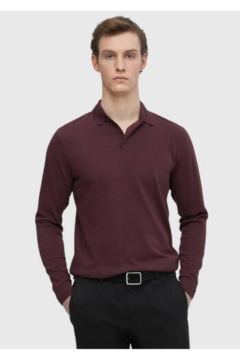 Ramsey Claret Red Polo Collar Plain Sweatshirt