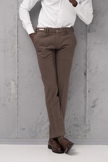 Ecer Regular Fit Winter Seersucker Trousers with Side Pockets