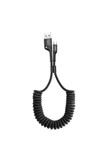 Baseus 1m Black Fast Charging Type C Cable Spring Telescopic Car Phone Charger USB Cable For Samsung