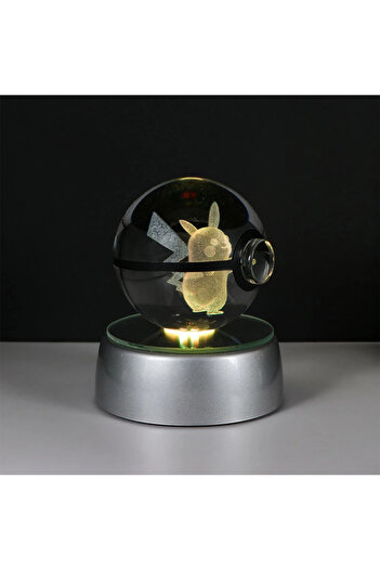 Choice5 5cm with Base Pikachu Pokemon 3D Crystal Ball Pikachu Gengar Eevee Mewtwo Anime Game Pokeball Led Ni