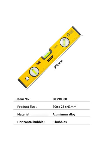 Choice1 DL290300 Deli High Precision Spirit Level Magnetic High Bearing Ruler Lever Bubbles Rustproof Horizo