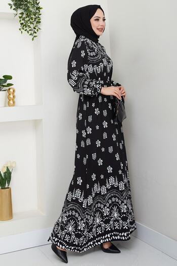 hafsamina Καλοκαιρινό φόρεμα βισκόζης - Nevra Pattern White HM2678