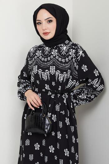 hafsamina Καλοκαιρινό φόρεμα βισκόζης - Nevra Pattern White HM2678
