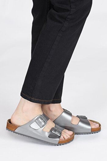 Jump 50009 Double Buckle Silver Color Daily Women's Slippers