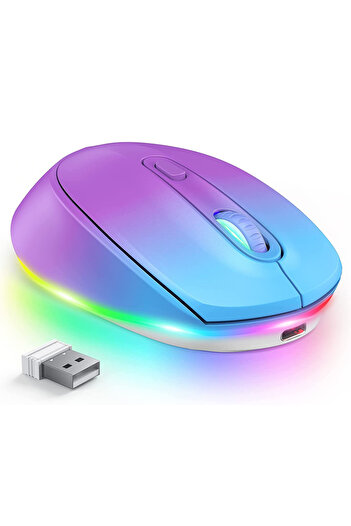 Choice 2.4G Blue Purple BOW Purple Wireless Mouse Rechargeable Mouse for Laptop Small Cordless Mice Quiet