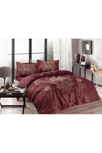 Taç Cotton Satin Duvet Cover Set - Florian Red Double