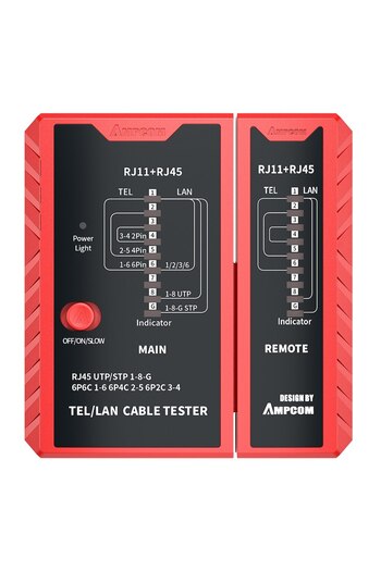 Choice Red AMPCOM Network Cable Tester, CAT5E CAT6 CAT6A CAT7 RJ45 Networking Lan Cable 8P8C POE RJ11 Telep