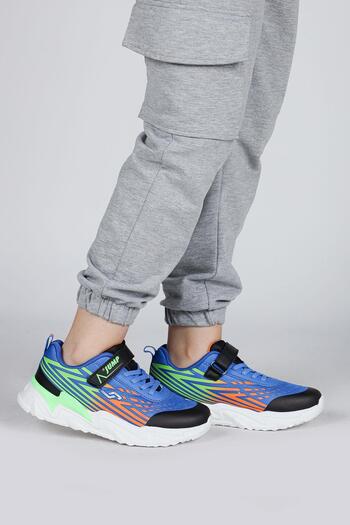 Jump 30030 Mavi - Turuncu - Yeşil Erkek Çocuk Sneaker Günlük Spor Ayakkabı