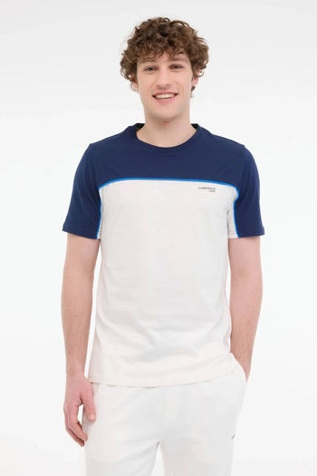 lumberjack Matte 11Itl444 0 Collar Men's Tshirt - Navy Blue White