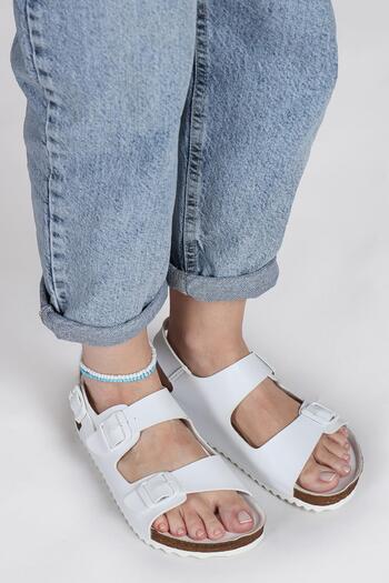 Jump 50011 White Double Buckle Women's Sandals