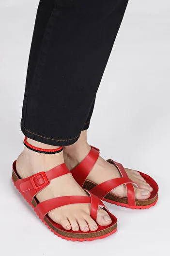 Jump 50008 Single Buckle Red Women's Flip Flops