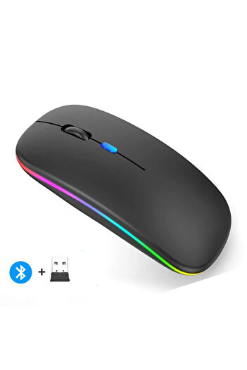 Choice LED Black Rechargeable Wireless Mouse Bluetooth-compatible 2.4GHz Dual Modes Computer Mice with Nano