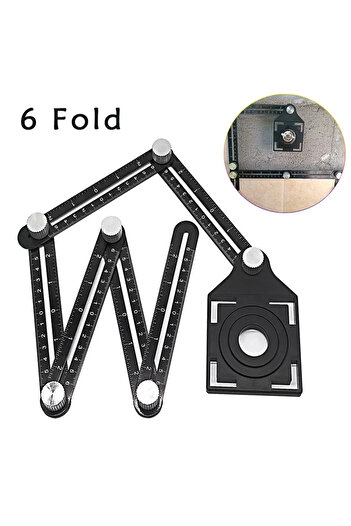 Choice1 6Fold 6 Fold Set Construction Angle Measuring Ruler Aluminum Alloy Perforated Mold Template Tool Loc