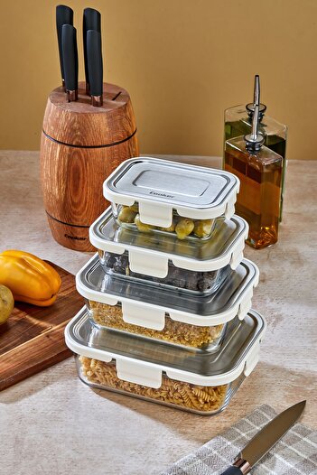 Cooker Set of 4 Stainless Steel Glass Storage Containers with Lids – Leakproof, Airtight