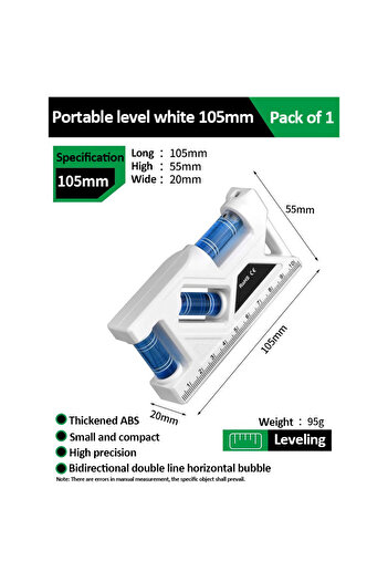 Choice4 105mm White Mini Level Gauge High-precision Horizontal Vertical Measure Metric Ruler Protractor Home