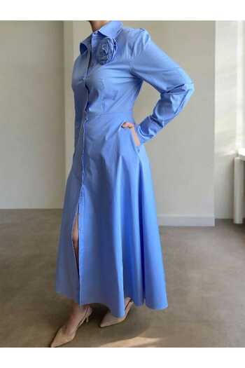 FK PYNAPPEL Design Rose Detail Midi Length Poplin Shirt Dress