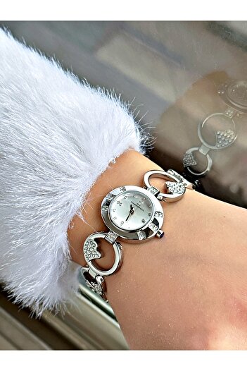 Romanson Special Design Stone Steel Cord Silver Color Steel Case Women Wrist Watch 1419.01