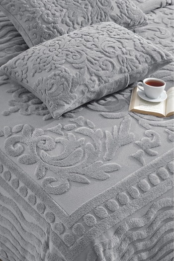 Loselya Gray Bohemian Bedspread 220 X 240 Double Size Plush Soft Welsoft with 2 Pillowcases for Hope Chest