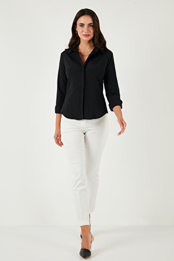 Lela Βαμβακερό Slim Fit Classic Πουκάμισο με Πέτο 6777423