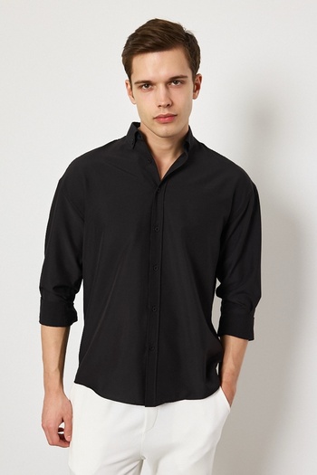 MADZEYMODA Premium Men's Long Sleeve Black Shirt Ls-19830