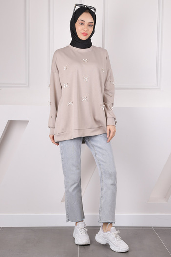 İmajButik Λεπτομερής Modal ιδρώτας με κορδέλα βιζόν