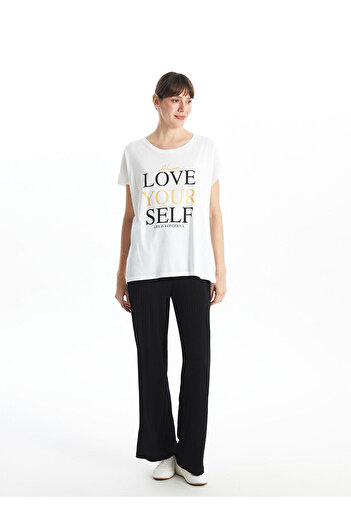 LC Waikiki Lcwaikiki Classic Black Women's Elastic Waist Textured Trousers