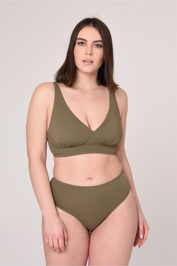 AQUAVİVA Aquaviva Women's Khaki Green Large Size Triangle Gathering High Waist Bikini Set