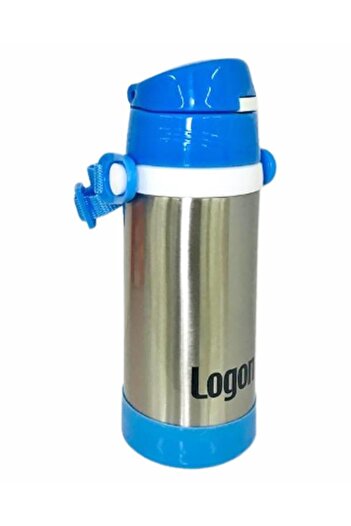 Logon 350 ml Blue Steel Flask with Straw Lgı015