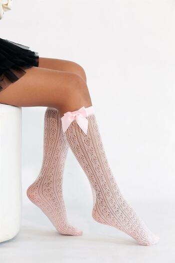 Daymod Orietta Bow Children's Knee Socks Black -