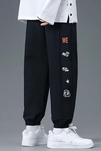 PENTHİLUS Comfortable Bear and Star Printed Elastic Waist Jogging Pants for Outdoor Running and Yoga