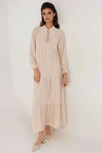 Hiccup Buttoned Patterned Short Maxi Dress
