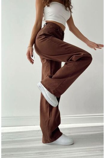 LAMİRA PALAZZO BROWN WIDE LEG HIGH WAIST 100% COTTON