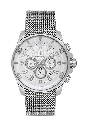 DAVID GUNER Men's Wristwatch Dg-8263Gc-A1 with Silver Coated White Dial