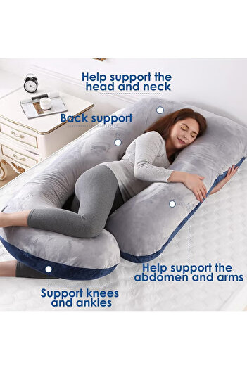 COOYA Pregnancy Pillows, 155cm Pillows, G Shape, Maternity and Pregnancy Must Haves(Blue&Grey)