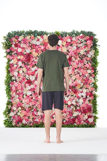 Estiva Men's Summer Strong Printed Short Sleeve Shorts Combed Cotton Pajama Set
