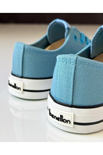 Benetton Keten Spor Ayakkabı Açık Mavi Convers Günlük Kadın Sneaker