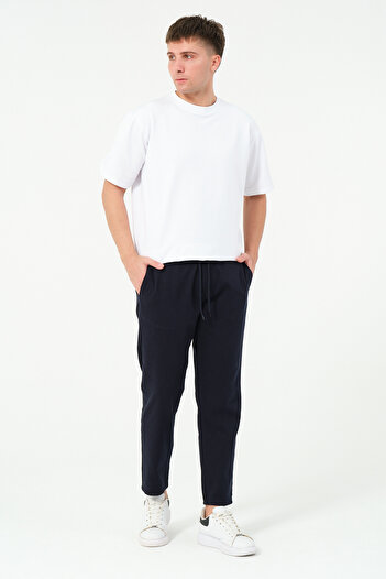 TheSeason Erkek Lacivert Beli Lastikli Rahat Kesim Jogger Pantolon
