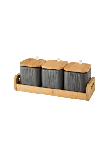 Dania Porcelain storage box set with bamboo wood with new decor to add a touch of beauty to your kitchen