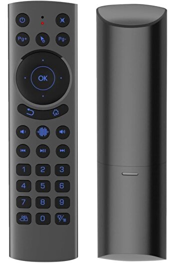 erorex لوحة مفاتيح G60S Pro صغيرة قابلة لإعادة الشحن مزودة بتقنية البلوتوث وجهاز تحكم صوتي ولوحة لمس بتصميم بإضاءة خلفية ومنفذ USB 2.4 جيجاهرتز