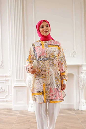 Lamazi Veil Patterned wide fit comfortable hijab women's shirt