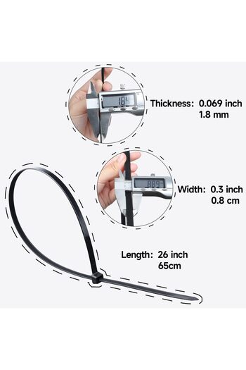 erorex 26 Inches Large Zip Ties Heavy Duty 30 Packs Max Load 200 Lbs Working Temp 5℉ 176℉ Long Durable