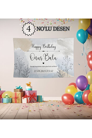 BAMBAŞKA MODA Kişiye Özel Happy Birthday  Doğum Günü Örtüsü