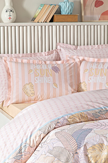 Puffy Lia Single Duvet Cover Set - Salmon