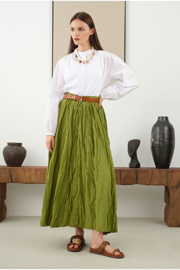 HEQA # # #   Response 
 Green Crashed Voile Effect Moss