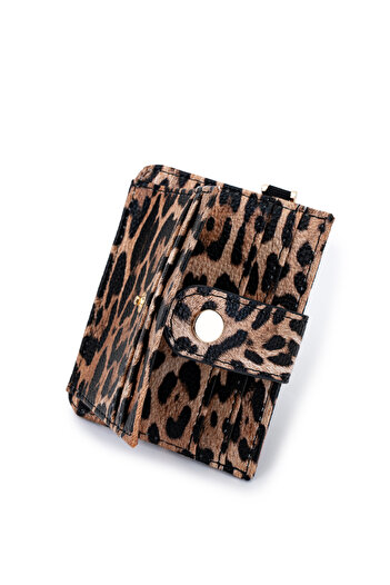 minebag Faux Leather Women's Card Holder Leopard Mn100