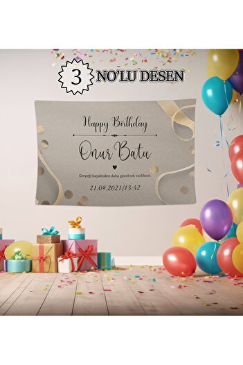 BAMBAŞKA MODA Kişiye Özel Happy Birthday  Doğum Günü Örtüsü