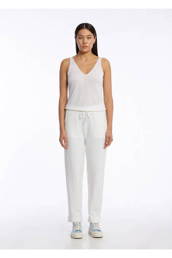 Knitss Organic Cotton Linen Blended Knitwear Trousers White